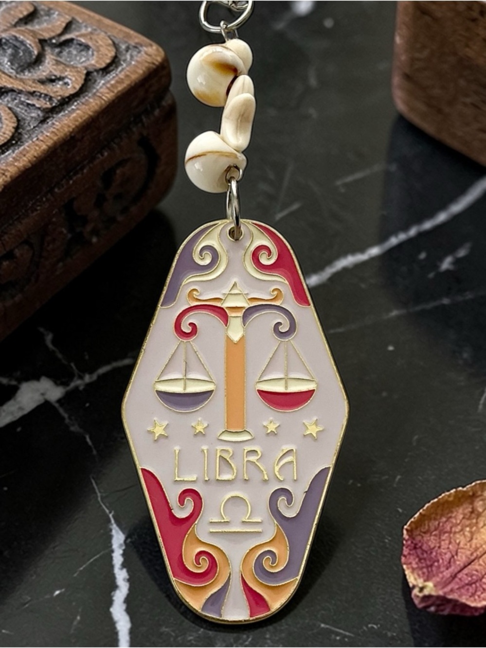 🆕 Libra Zodiac/Air Sign Enamel Pendant Necklace Stainless Steel